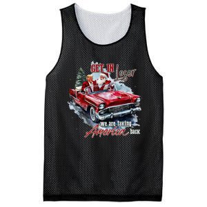 Get In Loser We Are Taking America Back Trump Santa Xmas Mesh Reversible Basketball Jersey Tank