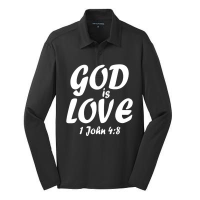 God Is Love 1 John 4:8 Silk Touch Performance Long Sleeve Polo