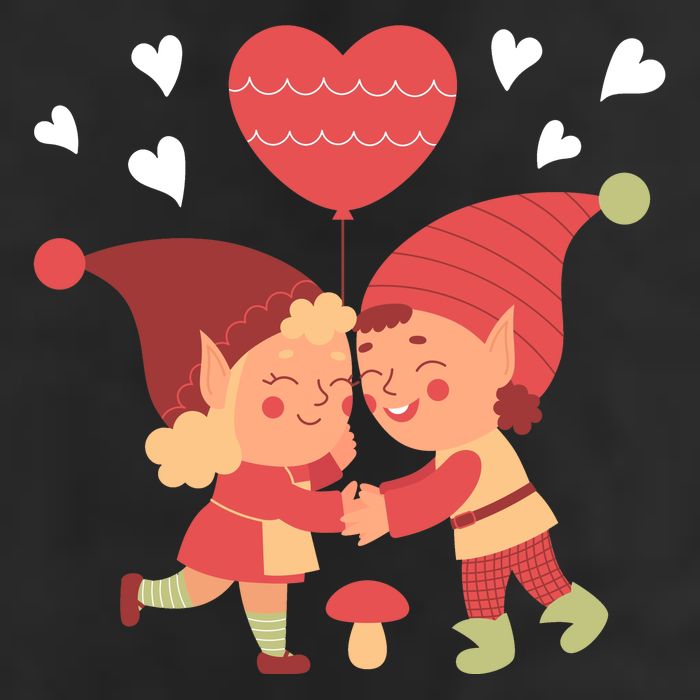 Gnomes In Love Holding Onto A Heart Balloon Happy Valentines Day 11oz C Handle Ceramic Mug