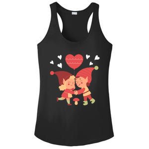 Gnomes In Love Holding Onto A Heart Balloon Happy Valentines Day Ladies PosiCharge Competitor Racerback Tank