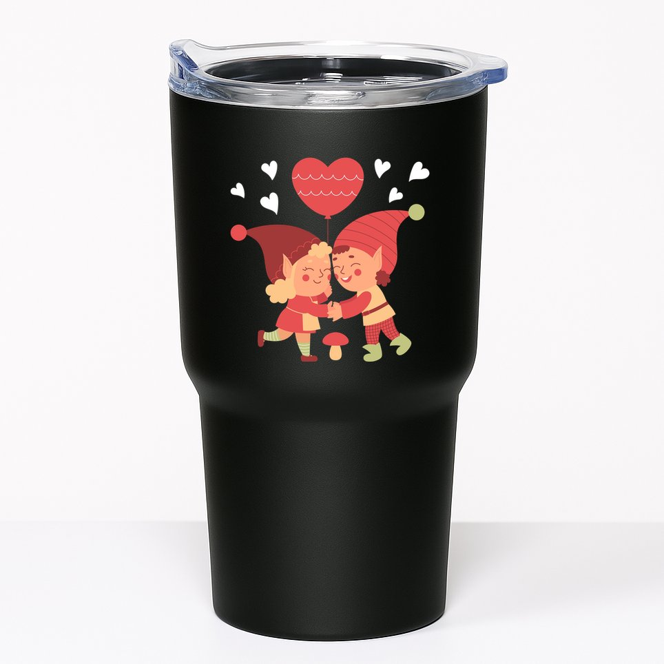 Gnomes In Love Holding Onto A Heart Balloon Happy Valentines Day Tumbler