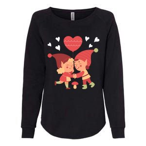 Gnomes In Love Holding Onto A Heart Balloon Happy Valentines Day Womens California Wash Sweatshirt