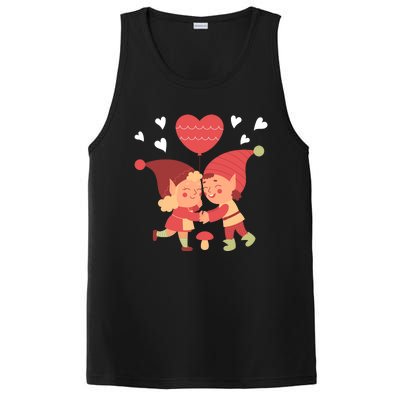 Gnomes In Love Holding Onto A Heart Balloon Happy Valentines Day PosiCharge Competitor Tank