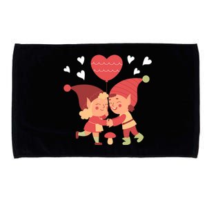 Gnomes In Love Holding Onto A Heart Balloon Happy Valentines Day Microfiber Hand Towel