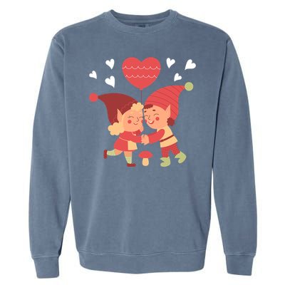 Gnomes In Love Holding Onto A Heart Balloon Happy Valentines Day Garment-Dyed Sweatshirt