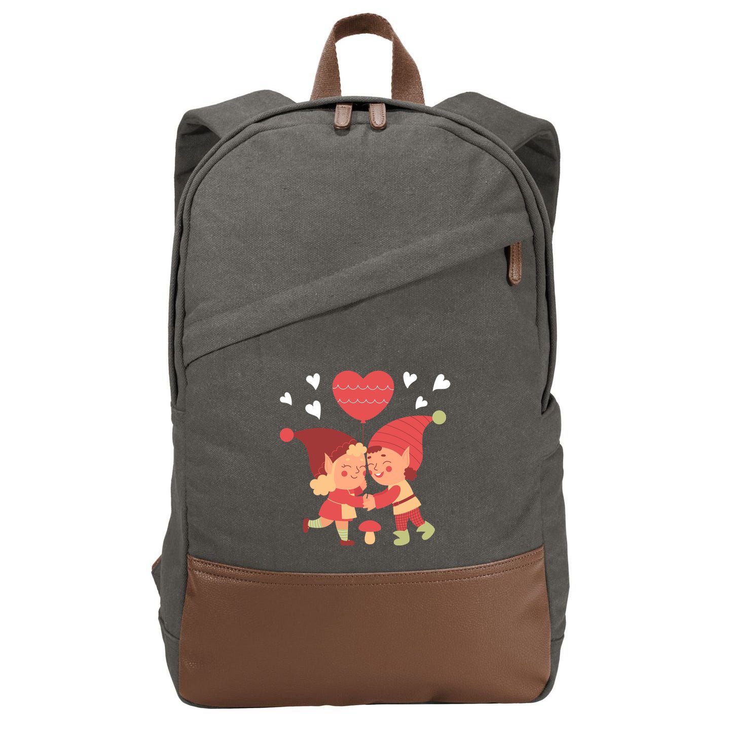 Gnomes In Love Holding Onto A Heart Balloon Happy Valentines Day Cotton Canvas Backpack