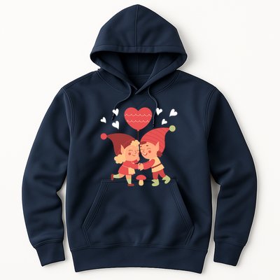 Gnomes In Love Holding Onto A Heart Balloon Happy Valentines Day Hoodie