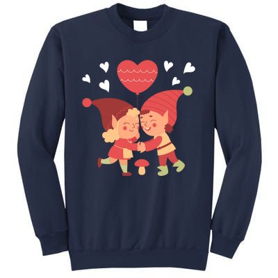 Gnomes In Love Holding Onto A Heart Balloon Happy Valentines Day Sweatshirt