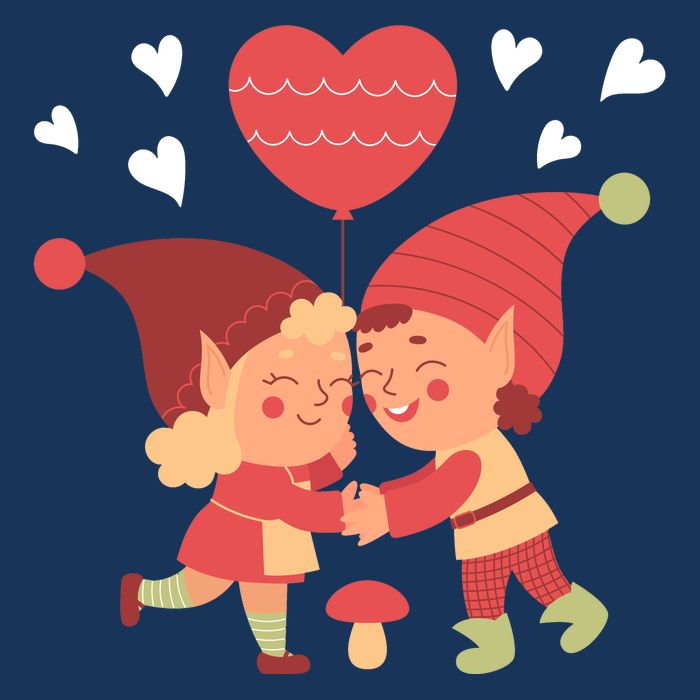 Gnomes In Love Holding Onto A Heart Balloon Happy Valentines Day Drawstring Bag