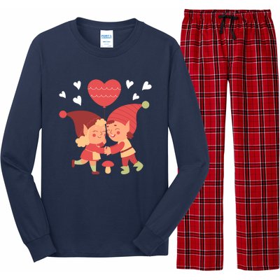 Gnomes In Love Holding Onto A Heart Balloon Happy Valentines Day Long Sleeve Pajama Set