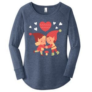 Gnomes In Love Holding Onto A Heart Balloon Happy Valentines Day Women's Perfect Tri Tunic Long Sleeve Shirt