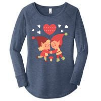 Gnomes In Love Holding Onto A Heart Balloon Happy Valentines Day Women's Perfect Tri Tunic Long Sleeve Shirt