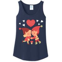 Gnomes In Love Holding Onto A Heart Balloon Happy Valentines Day Ladies Essential Tank