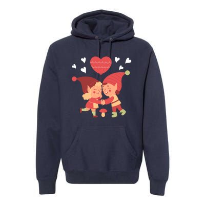 Gnomes In Love Holding Onto A Heart Balloon Happy Valentines Day Premium Hoodie