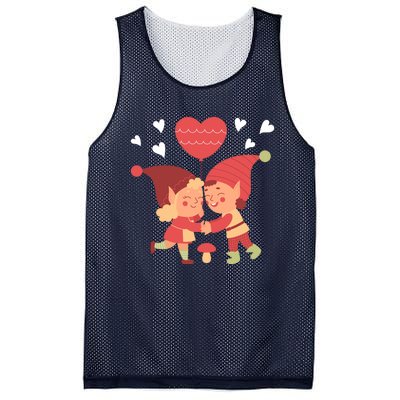 Gnomes In Love Holding Onto A Heart Balloon Happy Valentines Day Mesh Reversible Basketball Jersey Tank