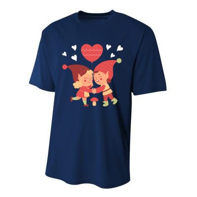 Gnomes In Love Holding Onto A Heart Balloon Happy Valentines Day Performance Sprint T-Shirt