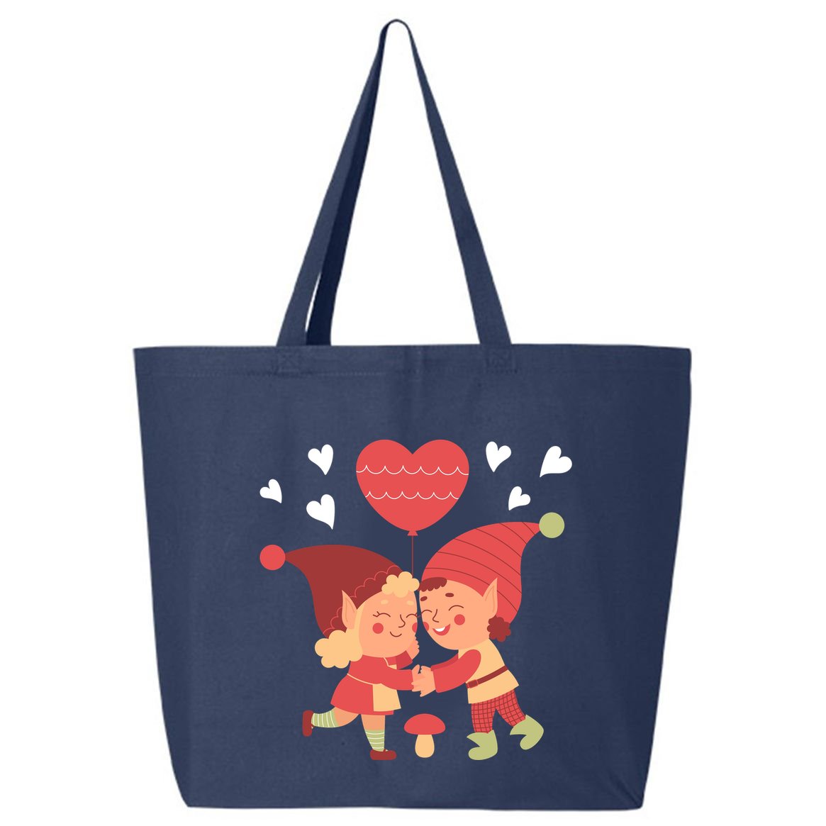 Gnomes In Love Holding Onto A Heart Balloon Happy Valentines Day 25L Jumbo Tote