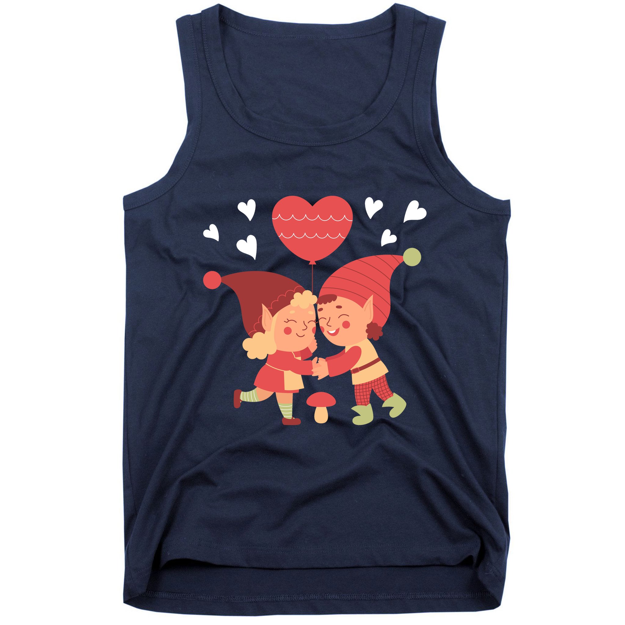 Gnomes In Love Holding Onto A Heart Balloon Happy Valentines Day Tank Top