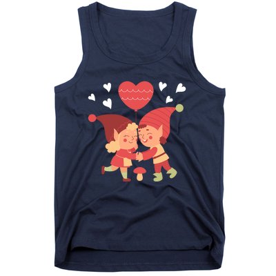 Gnomes In Love Holding Onto A Heart Balloon Happy Valentines Day Tank Top