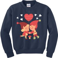 Gnomes In Love Holding Onto A Heart Balloon Happy Valentines Day Kids Sweatshirt