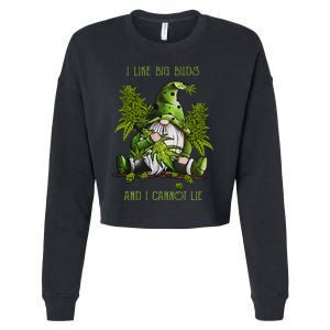 Gnome I Like Big Buds And I Cannot Lie Weed 420 Stoner Idea Cropped Pullover Crew