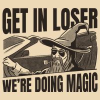 Get In Loser We're Doing Magic Wizard Parody Retro Drawstring Bag