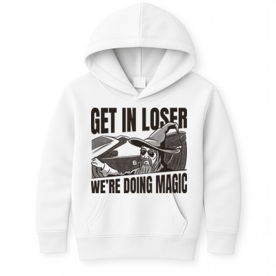Get In Loser We're Doing Magic Wizard Parody Retro Kids Hoodie