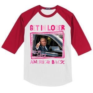 Get In Loser America Back Donald Trump 2024 Take America Back Usa United States Kids Colorblock Raglan Jersey