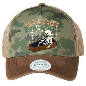 Get In Loser Funny Skeleton Halloween Legacy Tie Dye Trucker Hat