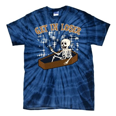 Get In Loser Funny Skeleton Halloween Tie-Dye T-Shirt