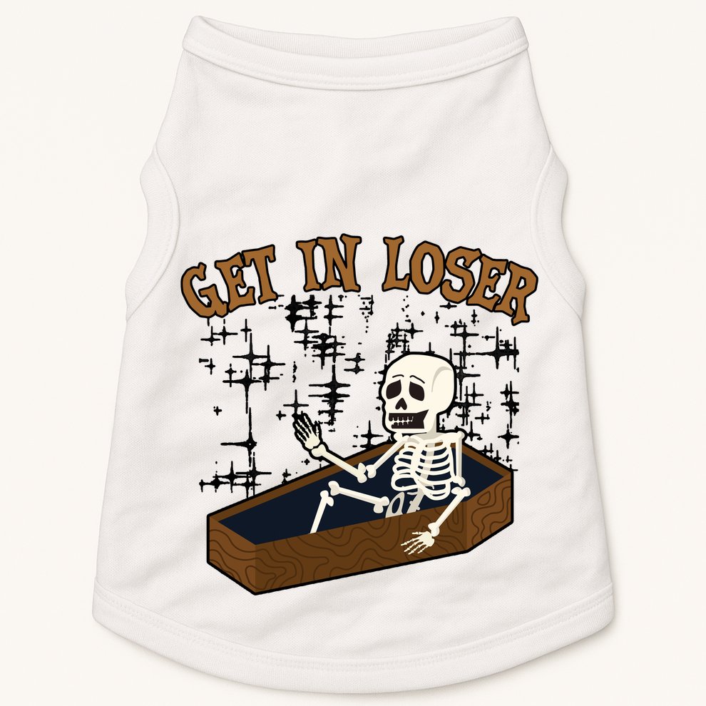 Get In Loser Funny Skeleton Halloween Doggie Tank