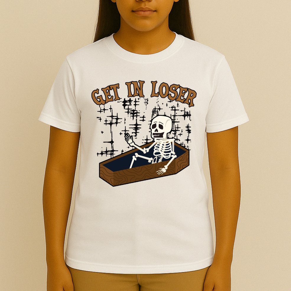 Get In Loser Funny Skeleton Halloween T-Shirt