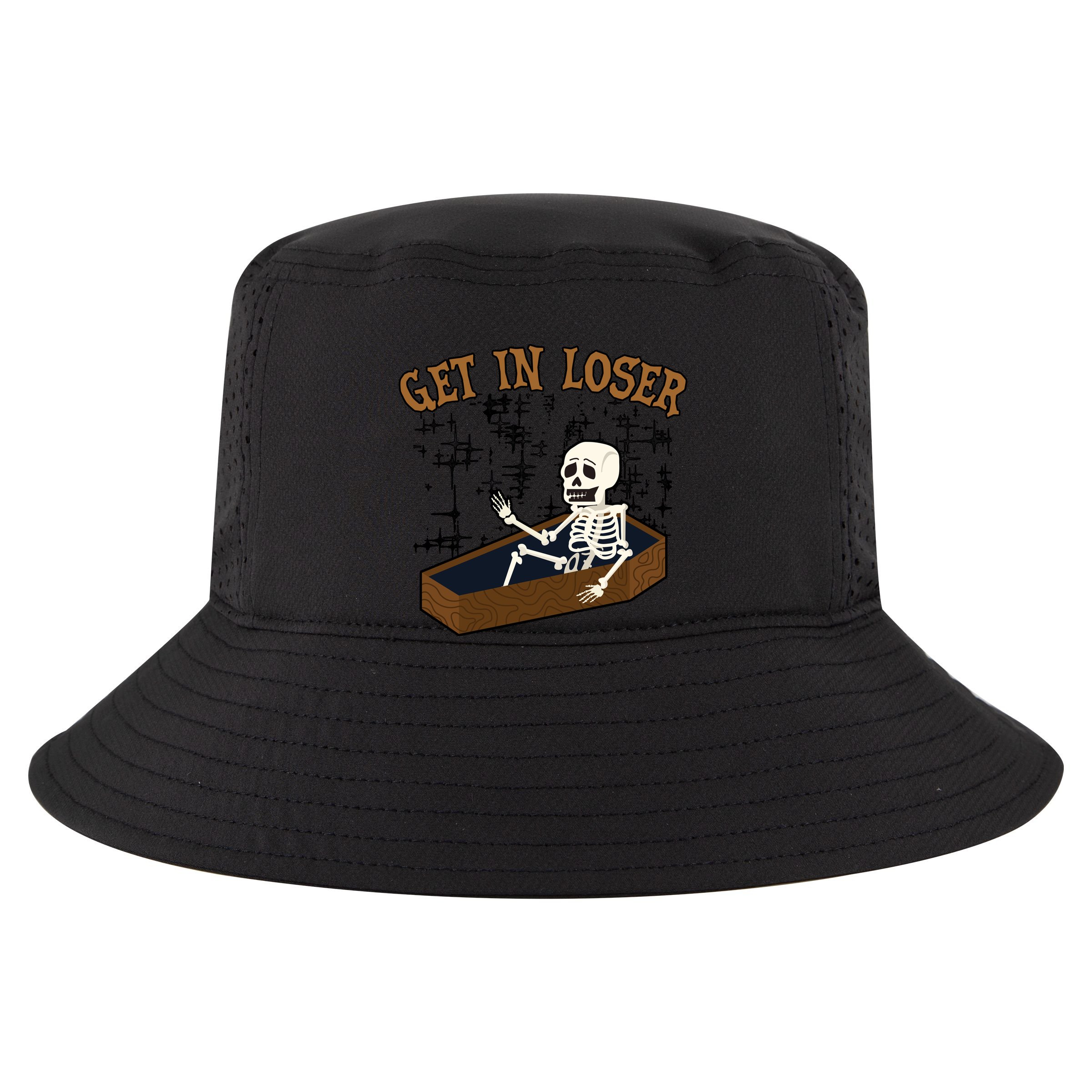 Get In Loser Funny Skeleton Halloween Sustainable Bucket Hat