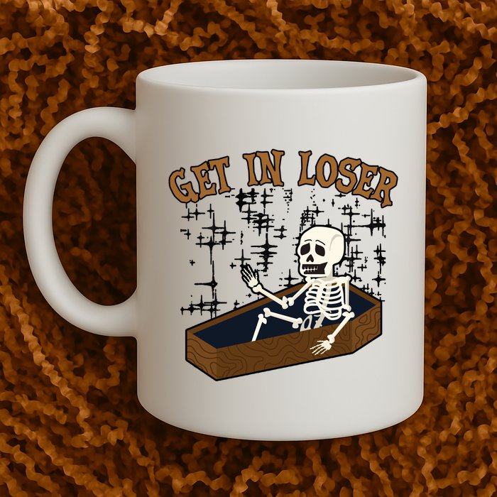 Get In Loser Funny Skeleton Halloween Mug
