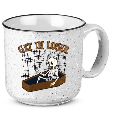 Get In Loser Funny Skeleton Halloween 15oz Campfire Ceramic Mug