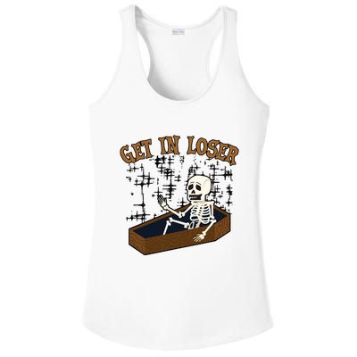 Get In Loser Funny Skeleton Halloween Ladies PosiCharge Competitor Racerback Tank
