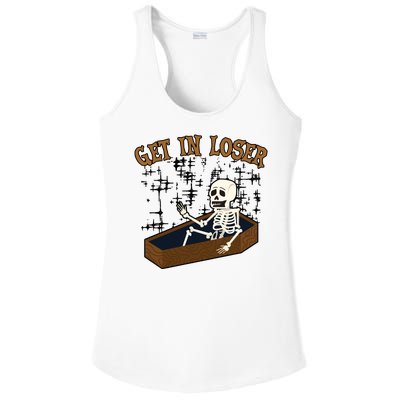 Get In Loser Funny Skeleton Halloween Ladies PosiCharge Competitor Racerback Tank