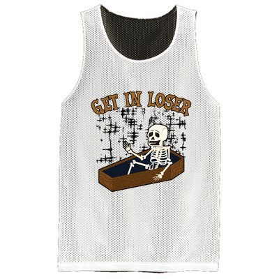 Get In Loser Funny Skeleton Halloween Mesh Reversible Basketball Jersey Tank