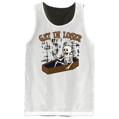 Get In Loser Funny Skeleton Halloween Mesh Reversible Basketball Jersey Tank