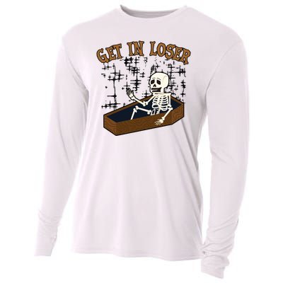 Get In Loser Funny Skeleton Halloween Cooling Performance Long Sleeve Crew