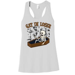 Get In Loser Funny Skeleton Halloween Women's Racerback Tank