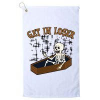 Get In Loser Funny Skeleton Halloween Golf Towel