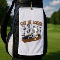 Get In Loser Funny Skeleton Halloween Golf Towel