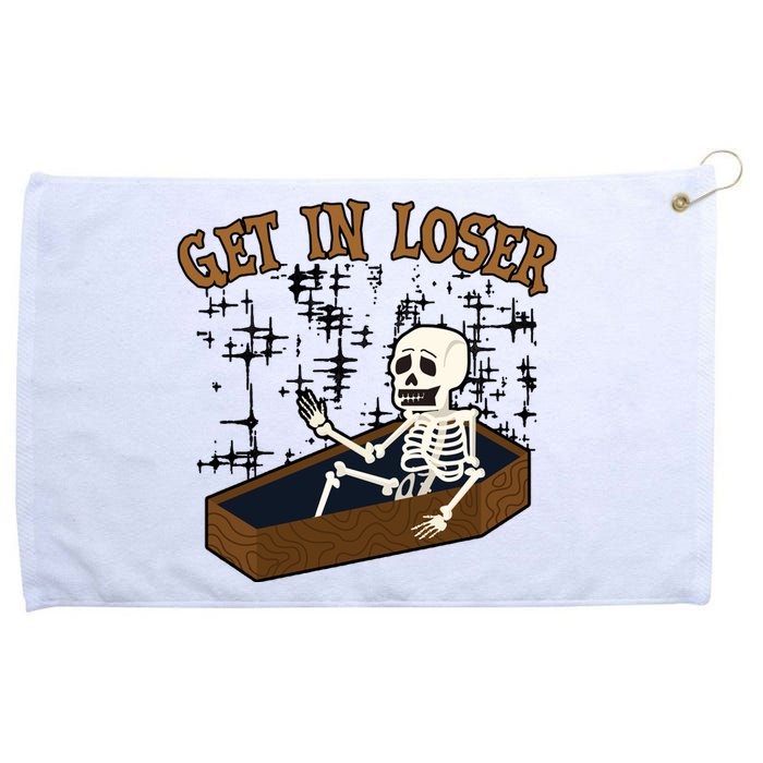 Get In Loser Funny Skeleton Halloween Grommeted Golf Towel