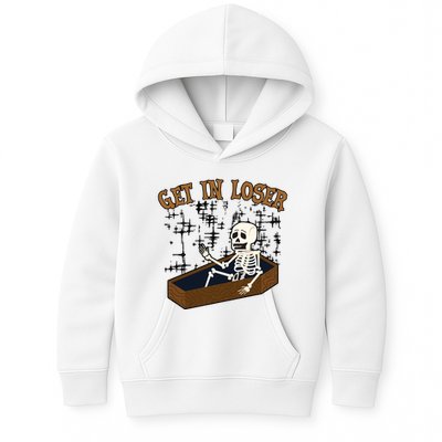 Get In Loser Funny Skeleton Halloween Kids Hoodie