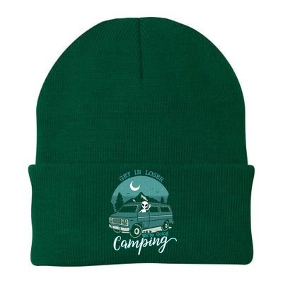 Get In Loser Were Going Camping Funny Alien Space Abduction Knit Cap Winter Beanie