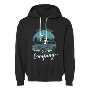 Get In Loser Were Going Camping Funny Alien Space Abduction Garment-Dyed Fleece Hoodie