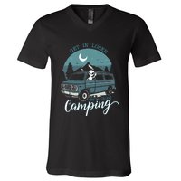 Get In Loser Were Going Camping Funny Alien Space Abduction V-Neck T-Shirt