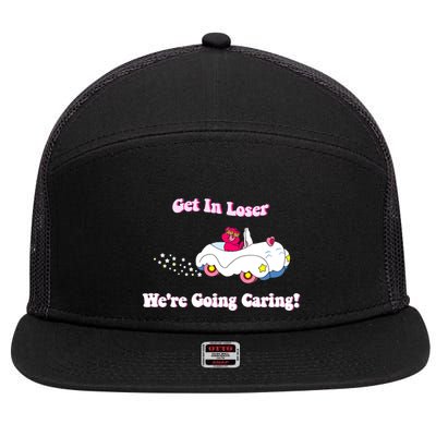 Get In Loser Were Going Caring Funny Bear 7 Panel Mesh Trucker Snapback Hat