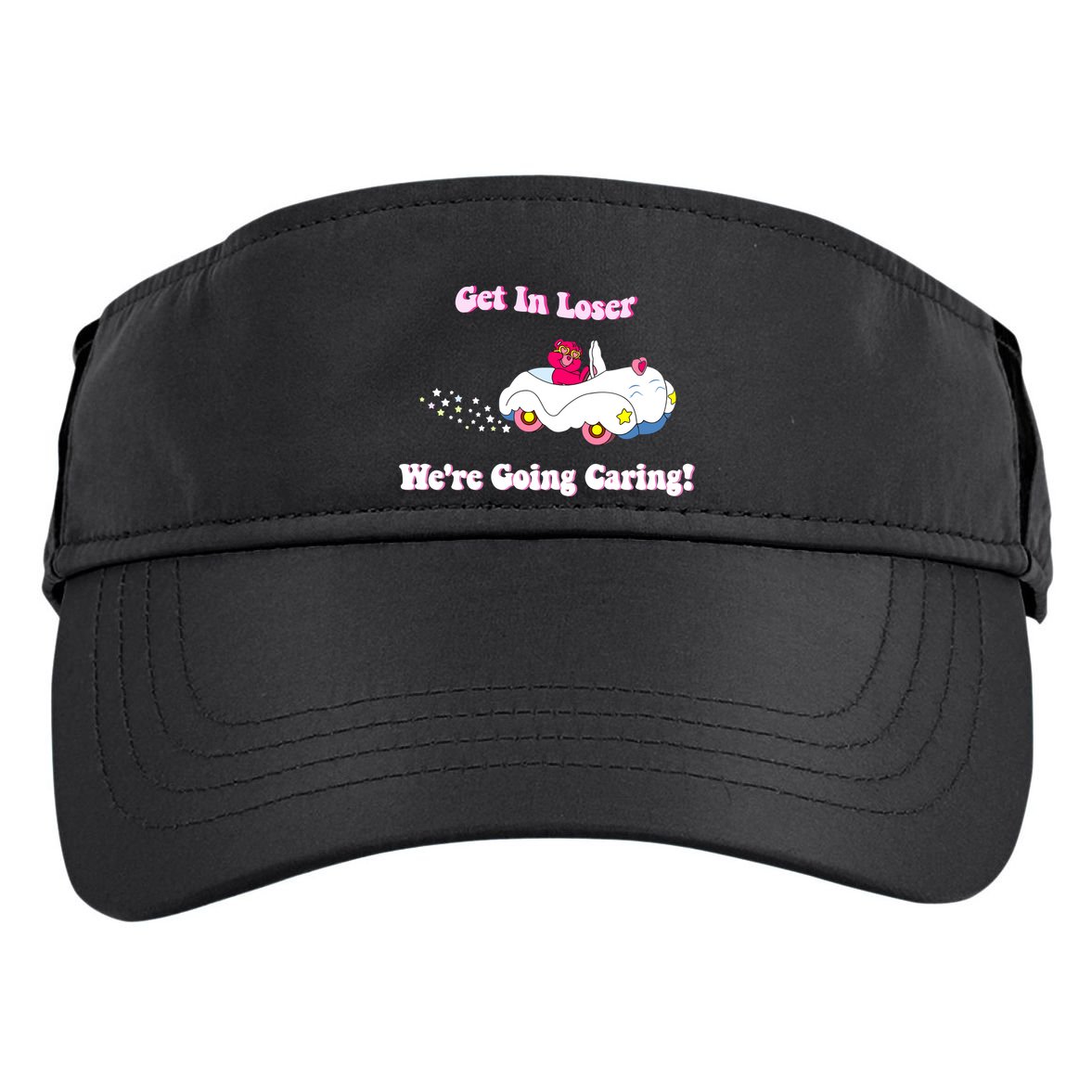 Get In Loser Were Going Caring Funny Bear Adult Drive Performance Visor